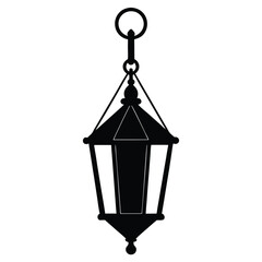 Elegant Black Silhouette of Hanging Lantern  Perfect for Decorative Designs