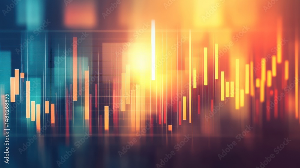 Poster abstract financial graph with colorful candlestick chart background