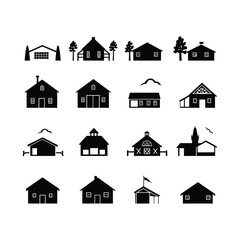 Fototapeta premium Grange Set Silhouette Clipart on White Background