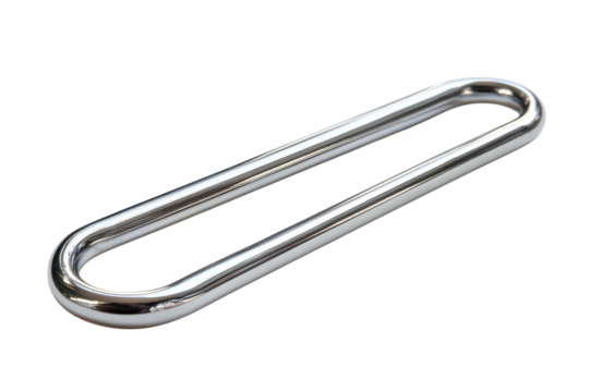 Polished Chrome U Shaped Metal Handle Modern Design Elegant Hardware Shiny on transparent background
