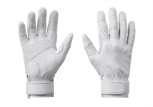 white sports golf gloves, front and back view, isolated on transparent background - Powered by Adobe