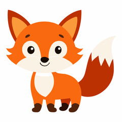 Cartoon cute little fox Vector illustration