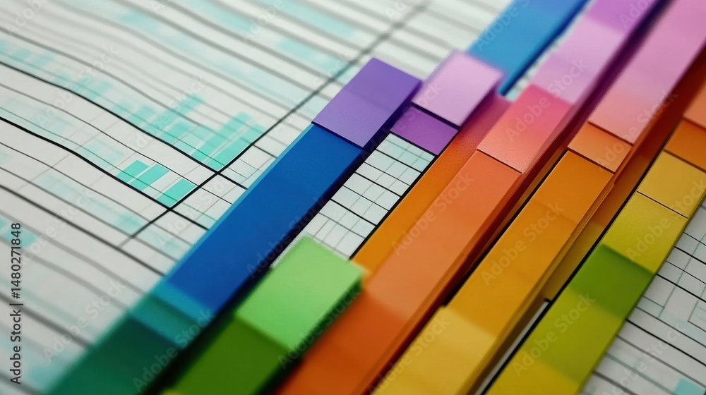 Aufkleber colorful graphical charts and data visualization for business analysis