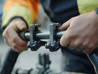 Worker Adjusting Industrial Equipment