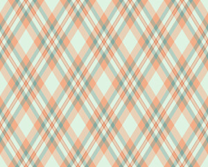 Elegant pastel plaid pattern.  Subtle peach and mint green hues create a calming, versatile design perfect for textiles, websites, or packaging.