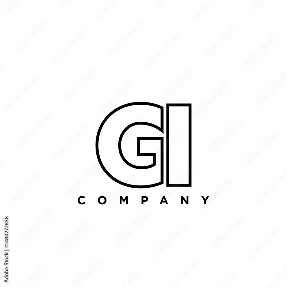 Fototapete letter g and i, gi logo design template. minimal monogram initial based logotype.