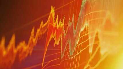 Abstract financial data visualization with vibrant orange tones
