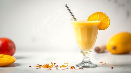 Mango Lassi with Saffron Garnish