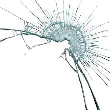 Shattered glass with radiating cracks on a black background, creating an abstract, broken pattern