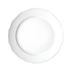 white ceramic plate with a smooth surface and subtle shadows, isolated as a cutout on a transparent background