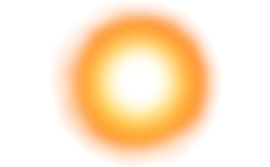 Orange yellow radial gradient shape transparent background. Soft glowing abstract circle with blur and light texture, lens flare effect Warm sunburst color effect on transparent background.