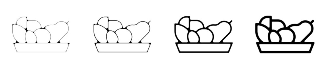 corbeille fruit ustensiles cuisine pictogramme icone symbole gras