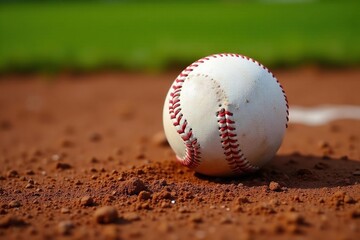 Close-up, baseball on home plate,dirt background, game, field, detail