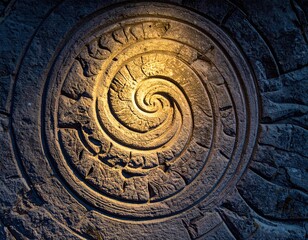 Obraz premium the summer solstice with lively festivities around stone carvings.