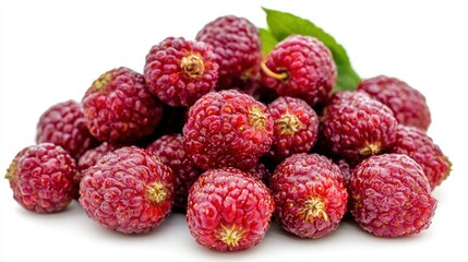 A pile of fresh yangmei berries with a vibrant red hue