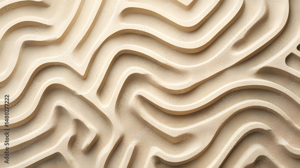 Poster sand-carved maze with clear path in abstract conceptual design