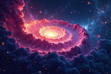 Abstract swirling galaxy nebula, cosmic dust and gas, blue, nebula