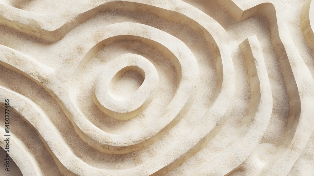 Poster conceptual maze in sand with clear path in abstract artwork