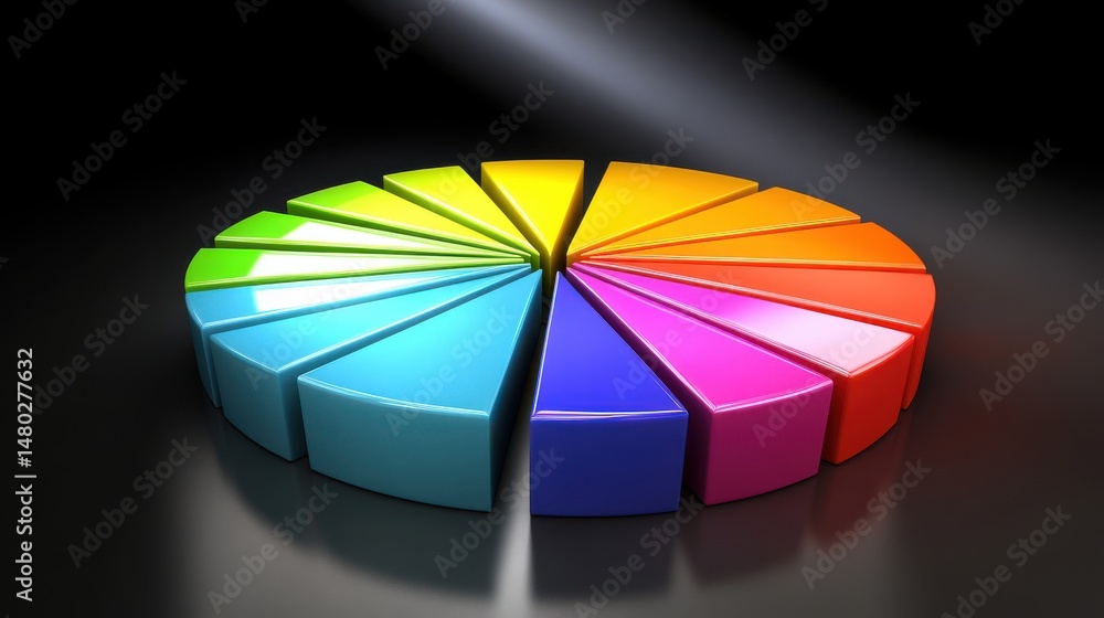 Aufkleber colorful 3d pie chart segment representation on dark background