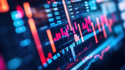 Colorful Data Visualization with Charts and Graphs on Digital Screen