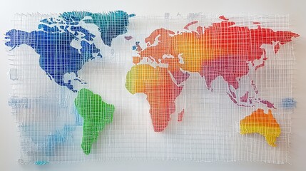Fototapeta premium Colorful Abstract World Map Design on Textured Background