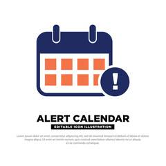 Alert Calendar Icon. Calendar Page with Notification or Exclamation Symbol. Vector Editable.