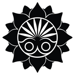 Elegant Black and White Floral Sun Mandala Design