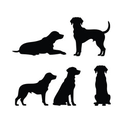 Ruby Dog Set Silhouette Clipart on White Background