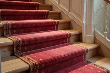 Luxury carpet stair runner, plush texture, elegant home interior design , flooring, home staging, elegant