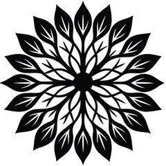 Elegant Black and White Floral Mandala Design  Perfect for Invitations, Logos, and More