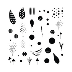Silhouette Set of Dotted Abstract Forms Clipart