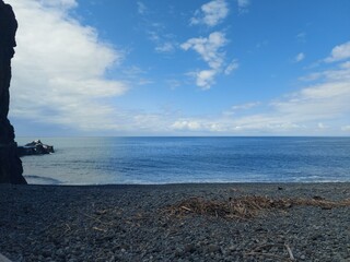 madeira island, blue, landscape, sky, cityescape, pebbles, rock, mountain, cliff, clouds, day, sesaon, madeira, portugal, europe, travel, tourism, nature