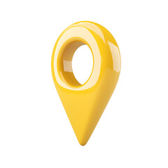 Bright yellow location marker graphic isolated on transparent background.