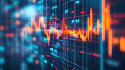 Digital Finance Graph with Dynamic Data and Trend Analysis Display