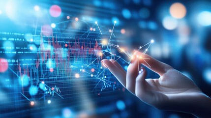 Fototapeta premium Digital Data Analysis with Hand Interface in Futuristic Technology