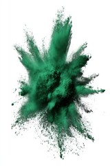 Emerald Green Powder Explosion on White Background Studio Shot Abstract Art Concept High Speed Photography
