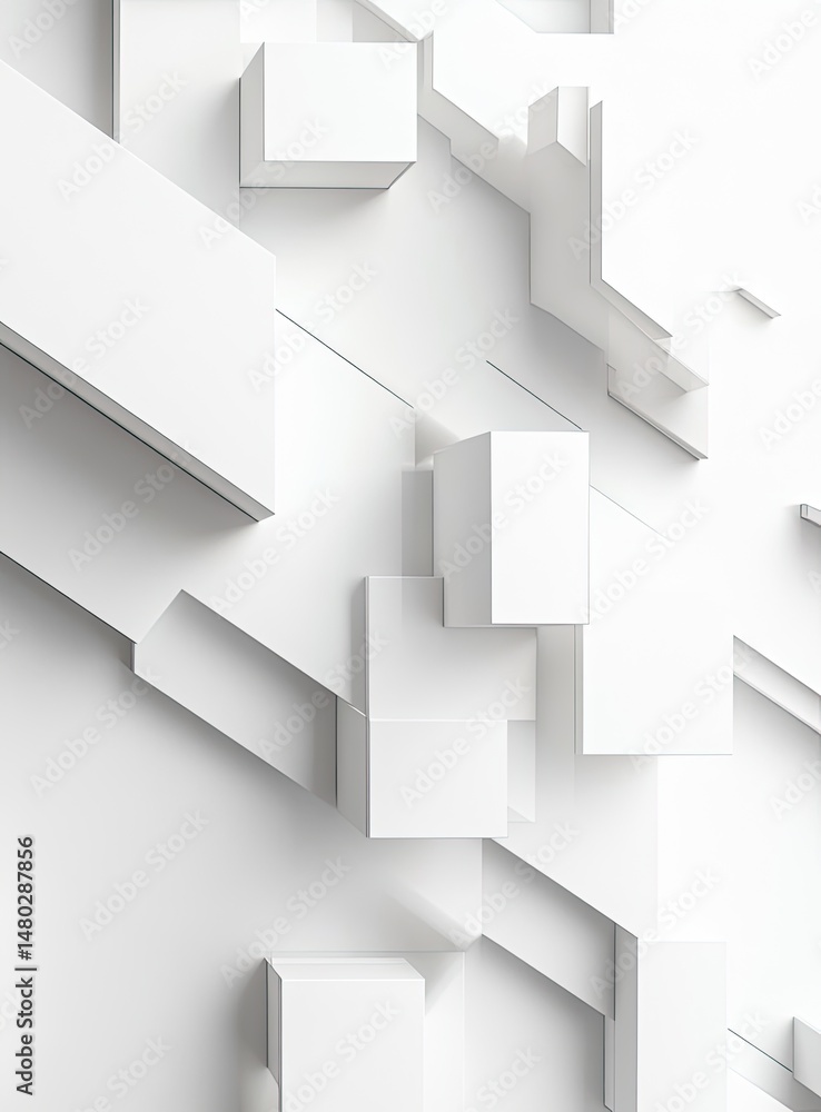 Aufkleber abstract white geometric shapes, layered and overlapping, creating depth and texture