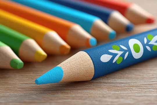 Vibrantly colored pencils arranged neatly on a white surface for mandala coloring and creative art projects