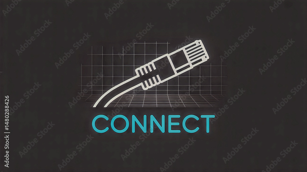 Poster ethernet cablegram icon in silhouette perfect for networking and technical school visuals