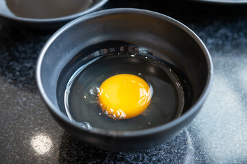 Raw egg in a bowl