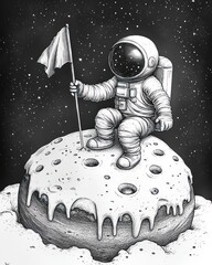 Fototapeta premium Astronaut on a Doughnut Moon