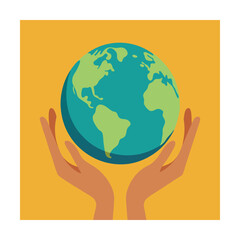 Hands holding earth globe representing care and protection for our planet environment
