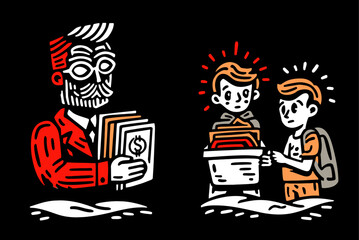 Engaging Illustration of a Financial Interaction Between Characters