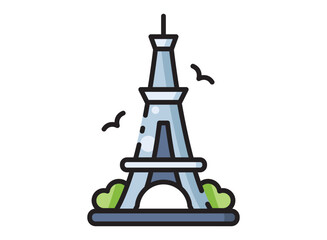 set icon of an Building Eiffel Tower Fill Style