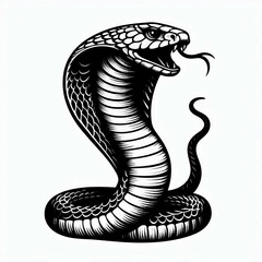 Fototapeta premium Aggressive Cobra Black and White Illustration