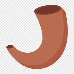 Shofar icon. Flat style shofar or horn, musical instrument, jewish celebrations. Flat style shofar vector illustration isolated on transparent background. Simple vector image.