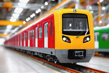 Fototapeta premium Modern train station with a train ready for departure highlighting the efficiency of railway transport systems