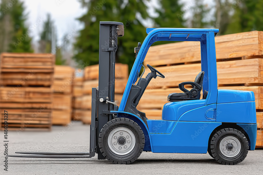 Aufkleber a fork truck in operation within a warehouse setting highlighting its role in material handling and 