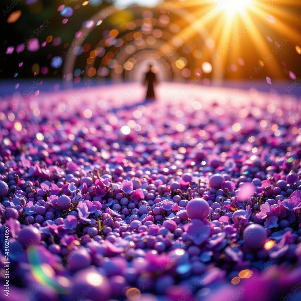 Poster imagine a mesmerizing art piece featuring an abstract background of countless tiny particles, shimme