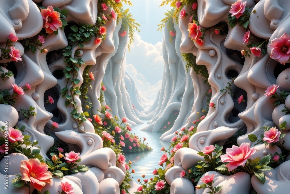 Poster imagine a mesmerizing fractal background image resembling a kaleidoscope of colors and shapes, evoki